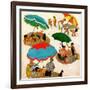 "Couples at the beach", August 2, 1952-George Hughes-Framed Giclee Print