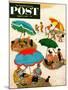 "Couples at the beach" Saturday Evening Post Cover, August 2, 1952-George Hughes-Mounted Giclee Print