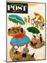 "Couples at the beach" Saturday Evening Post Cover, August 2, 1952-George Hughes-Mounted Giclee Print