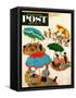 "Couples at the beach" Saturday Evening Post Cover, August 2, 1952-George Hughes-Framed Stretched Canvas