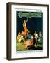 "Couples by Bonfire," Country Gentleman Cover, September 1, 1931-Frank Bensing-Framed Premium Giclee Print