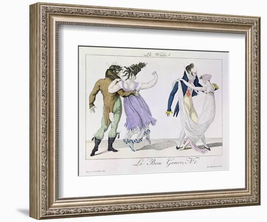 Couples Dancing the Waltz, from Le Bon Genre, c.1810-null-Framed Giclee Print
