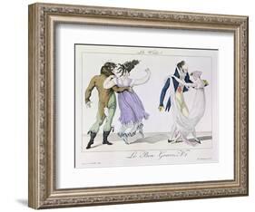 Couples Dancing the Waltz, from Le Bon Genre, c.1810-null-Framed Giclee Print