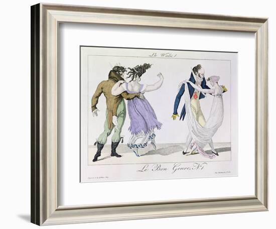 Couples Dancing the Waltz, from Le Bon Genre, c.1810-null-Framed Giclee Print