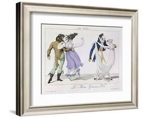 Couples Dancing the Waltz, from Le Bon Genre, c.1810-null-Framed Giclee Print