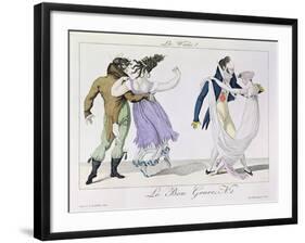 Couples Dancing the Waltz, from Le Bon Genre, c.1810-null-Framed Giclee Print