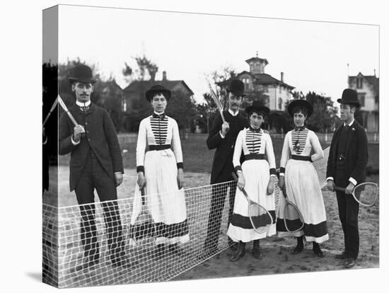 Couples Standing on Tennis Court-null-Stretched Canvas