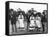 Couples Standing on Tennis Court-null-Framed Stretched Canvas