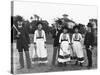 Couples Standing on Tennis Court-null-Stretched Canvas