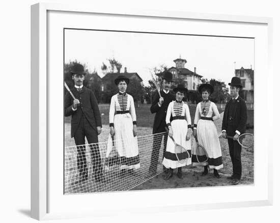 Couples Standing on Tennis Court-null-Framed Photographic Print