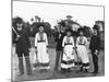 Couples Standing on Tennis Court-null-Mounted Photographic Print