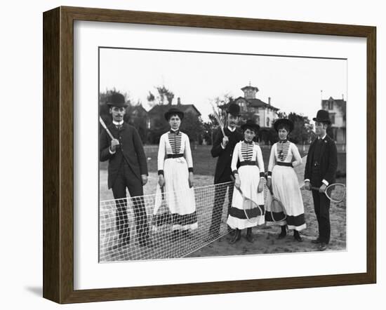 Couples Standing on Tennis Court-null-Framed Photographic Print