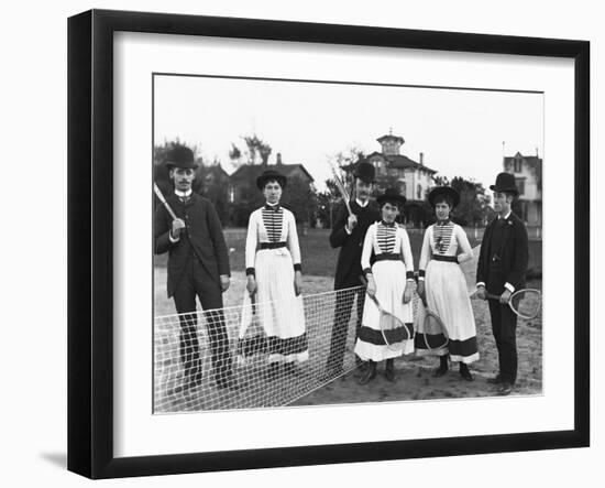 Couples Standing on Tennis Court-null-Framed Photographic Print