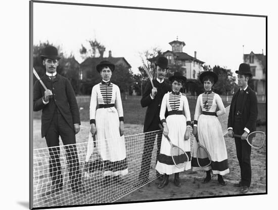 Couples Standing on Tennis Court-null-Mounted Photographic Print