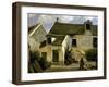 Cour d'une maison de paysans aux environs de Paris-Jean-Baptiste-Camille Corot-Framed Giclee Print