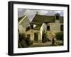 Cour d'une maison de paysans aux environs de Paris-Jean-Baptiste-Camille Corot-Framed Giclee Print