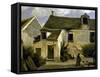 Cour d'une maison de paysans aux environs de Paris-Jean-Baptiste-Camille Corot-Framed Stretched Canvas