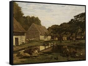 Cour de ferme en Normandie-Claude Monet-Framed Stretched Canvas