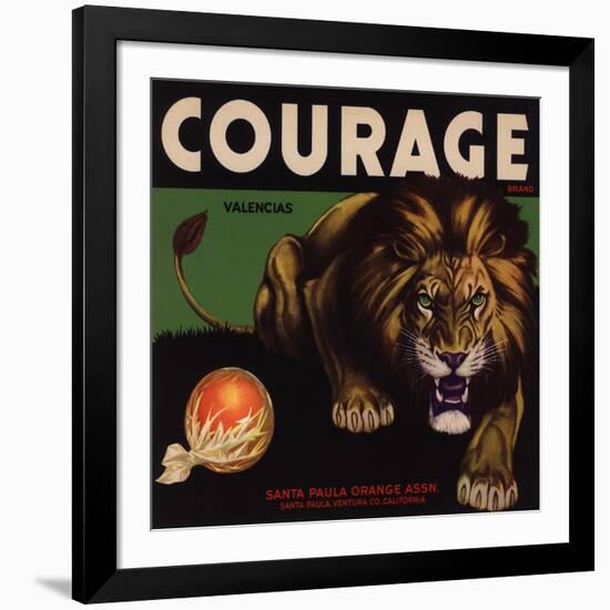 Courage Brand - Santa Paula, California - Citrus Crate Label-Lantern Press-Framed Art Print