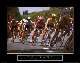 Courage: Making a Turn Bicycle Race-null-Stretched Canvas