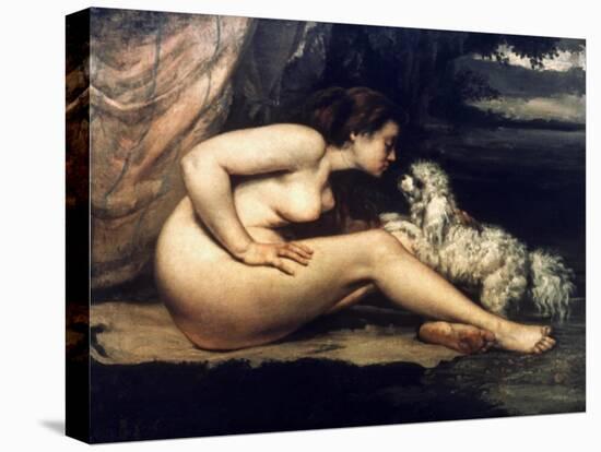 Courbet: Nude W/Dog, 1861-Gustave Courbet-Stretched Canvas