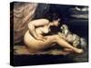 Courbet: Nude W/Dog, 1861-Gustave Courbet-Stretched Canvas