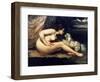 Courbet: Nude W/Dog, 1861-Gustave Courbet-Framed Giclee Print