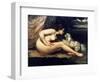 Courbet: Nude W/Dog, 1861-Gustave Courbet-Framed Giclee Print