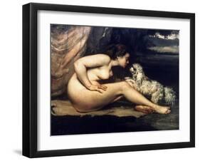 Courbet: Nude W/Dog, 1861-Gustave Courbet-Framed Giclee Print