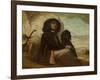 Courbet with His Black Dog, 1842-Gustave Courbet-Framed Giclee Print