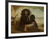 Courbet with His Black Dog, 1842-Gustave Courbet-Framed Giclee Print