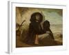 Courbet with His Black Dog, 1842-Gustave Courbet-Framed Giclee Print