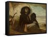 Courbet with His Black Dog, 1842-Gustave Courbet-Framed Stretched Canvas