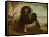 Courbet with His Black Dog, 1842-Gustave Courbet-Framed Stretched Canvas