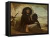 Courbet with His Black Dog, 1842-Gustave Courbet-Framed Stretched Canvas
