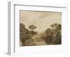 Cours d'eau aux rives boisées ou Impression de crépuscule-Rembrandt van Rijn-Framed Giclee Print