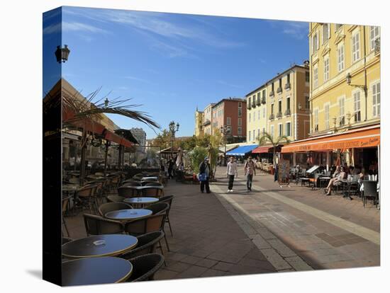 Cours Saleya Market and Restaurant Area, Old Town, Nice, Alpes Maritimes, Provence, Cote D'Azur, Fr-Peter Richardson-Stretched Canvas