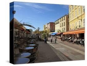 Cours Saleya Market and Restaurant Area, Old Town, Nice, Alpes Maritimes, Provence, Cote D'Azur, Fr-Peter Richardson-Stretched Canvas