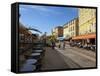 Cours Saleya Market and Restaurant Area, Old Town, Nice, Alpes Maritimes, Provence, Cote D'Azur, Fr-Peter Richardson-Framed Stretched Canvas