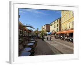 Cours Saleya Market and Restaurant Area, Old Town, Nice, Alpes Maritimes, Provence, Cote D'Azur, Fr-Peter Richardson-Framed Photographic Print