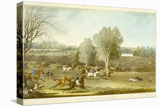 Coursing - a View of Hatfield Park, Engraved by James Pollard (1797-1867)-James Pollard-Stretched Canvas