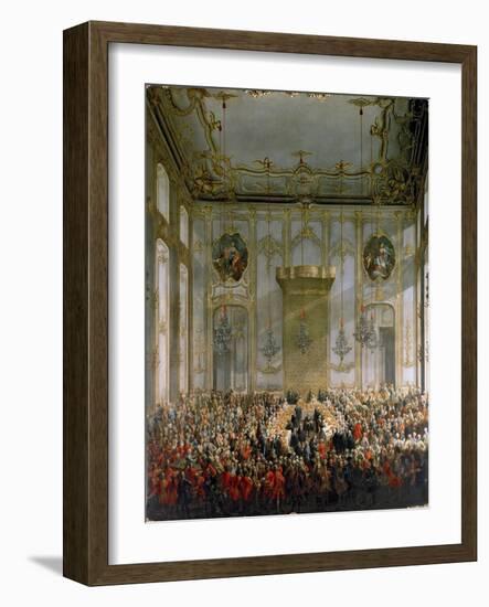 Court Banquet in the Great Antechamber of the Hofburg Palace, Vienna-Martin van Meytens-Framed Giclee Print