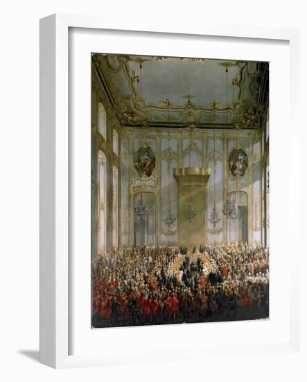 Court Banquet in the Great Antechamber of the Hofburg Palace, Vienna-Martin van Meytens-Framed Giclee Print