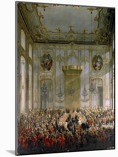Court Banquet in the Great Antechamber of the Hofburg Palace, Vienna-Martin van Meytens-Mounted Giclee Print