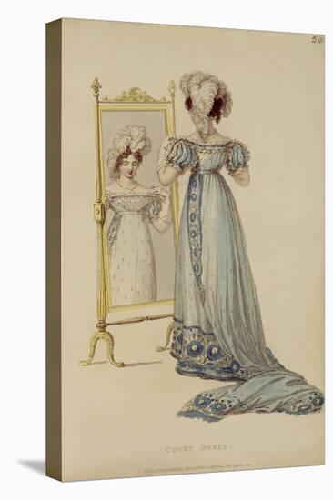 Court Dress, Fashion Plate from Ackermann's Repository of Arts (Coloured Engraving)-English-Stretched Canvas