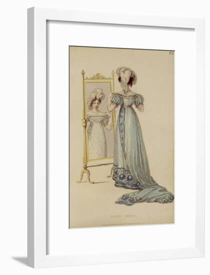 Court Dress, Fashion Plate from Ackermann's Repository of Arts (Coloured Engraving)-English-Framed Giclee Print