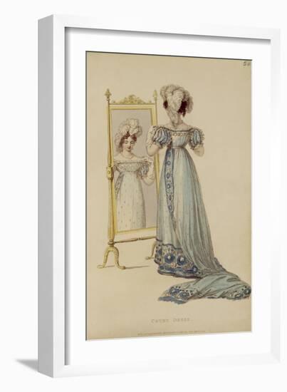 Court Dress, Fashion Plate from Ackermann's Repository of Arts (Coloured Engraving)-English-Framed Giclee Print