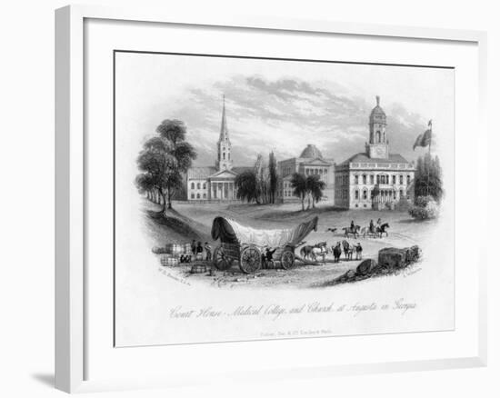 Court House - Medical College and Church, at Augusta in Georgia, 19th Century-null-Framed Giclee Print