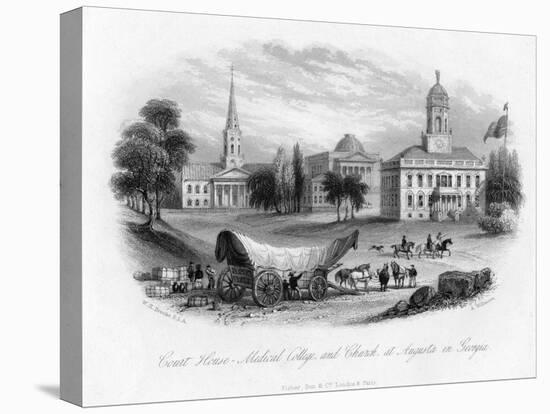Court House - Medical College and Church, at Augusta in Georgia, 19th Century-null-Stretched Canvas