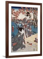 Court Ladies Gathering Maple Leaves, Japanese Wood-Cut Print-Lantern Press-Framed Art Print